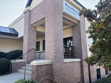 Outside front of building